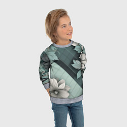 Свитшот детский Мятная клетка и цветы, цвет: 3D-меланж — фото 2