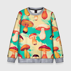 Свитшот детский Грибы в небе паттерн, цвет: 3D-меланж