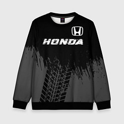 Свитшот детский Honda speed на темном фоне со следами шин посереди, цвет: 3D-черный
