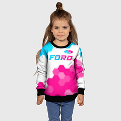 Свитшот детский Ford neon gradient style посередине, цвет: 3D-черный — фото 2