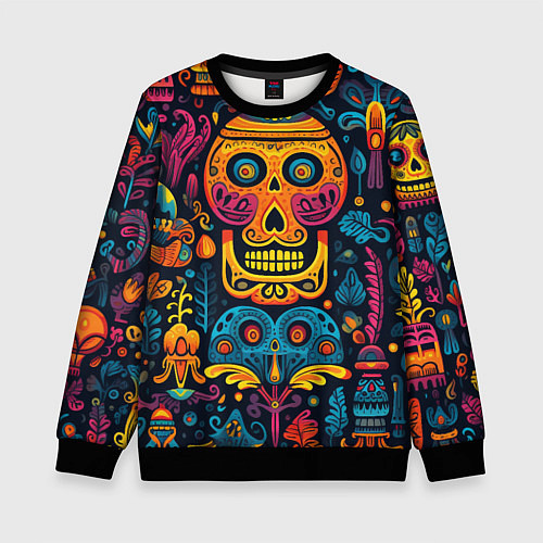 Детский свитшот Узор в мексиканском стиле / 3D-Черный – фото 1