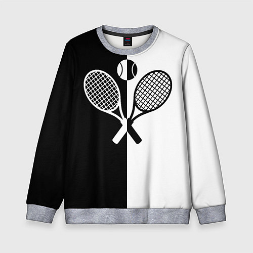 Детский свитшот Теннис - чёрно белое / 3D-Меланж – фото 1