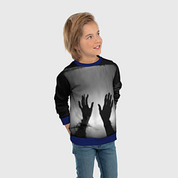 Свитшот детский Руки зомби в ночном тумане, цвет: 3D-синий — фото 2