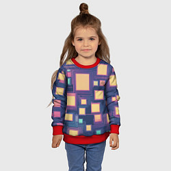 Свитшот детский Разноцветные ретро квадраты, цвет: 3D-красный — фото 2