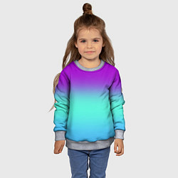 Свитшот детский Фиолетовый бирюзовый голубой неоновый градиент, цвет: 3D-меланж — фото 2