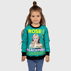 Свитшот детский Rose - девушка певица из группы Blackpink, цвет: 3D-черный — фото 2