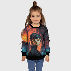 Свитшот детский Девушка и закат, цвет: 3D-черный — фото 2