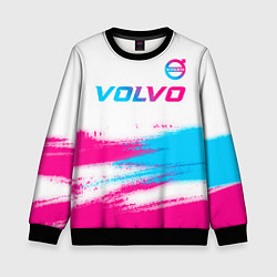 Свитшот детский Volvo neon gradient style посередине, цвет: 3D-черный