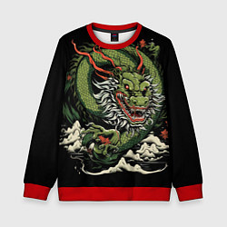 Свитшот детский Символ года зеленый дракон, цвет: 3D-красный