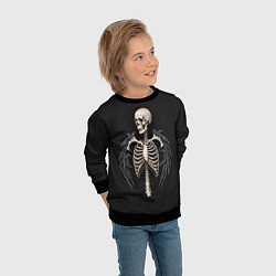 Свитшот детский Необычный скелет с крыльями, цвет: 3D-черный — фото 2