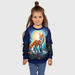 Свитшот детский Мистическая лиса тотем лисы, цвет: 3D-синий — фото 2