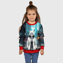 Свитшот детский Девушка в плаще с ушками, цвет: 3D-красный — фото 2