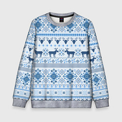 Свитшот детский Blue sweater with reindeer, цвет: 3D-меланж
