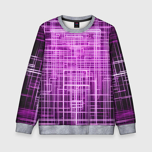 Детский свитшот Фиолетовые неоновые полосы киберпанк / 3D-Меланж – фото 1