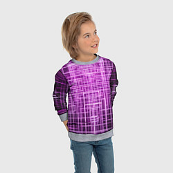 Свитшот детский Фиолетовые неоновые полосы киберпанк, цвет: 3D-меланж — фото 2