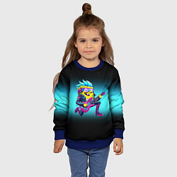 Свитшот детский Sponge Bob - rock guitarist - ai art, цвет: 3D-синий — фото 2