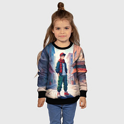 Свитшот детский Парень в штанах карго, цвет: 3D-черный — фото 2