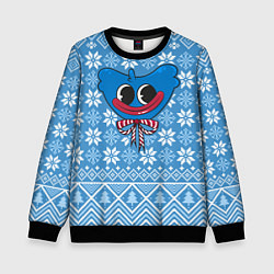 Свитшот детский Huggy Wuggy christmas sweater, цвет: 3D-черный