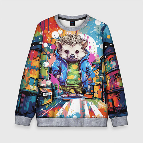 Детский свитшот Городской ёжик / 3D-Меланж – фото 1