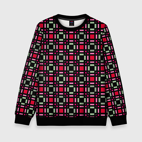 Детский свитшот Красно-черный зеленый геометрический узор / 3D-Черный – фото 1