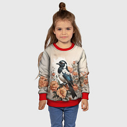 Свитшот детский Птица в цветах, цвет: 3D-красный — фото 2