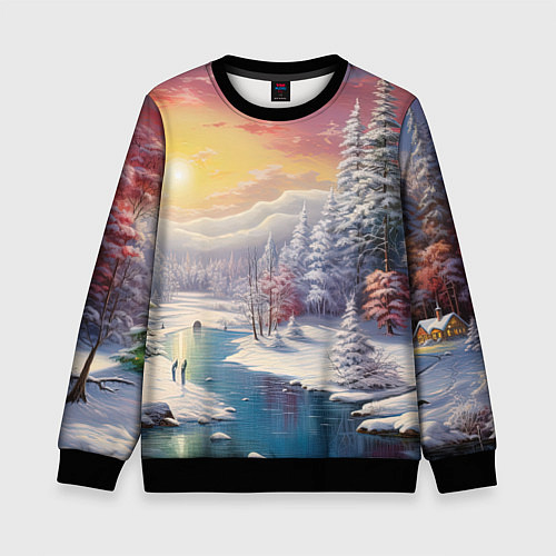 Детский свитшот Сказочное сияние нового года / 3D-Черный – фото 1