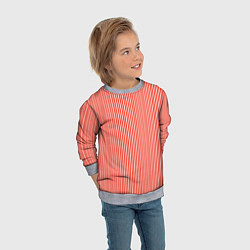 Свитшот детский Красно-белая вертикальная полоса, цвет: 3D-меланж — фото 2