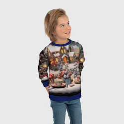 Свитшот детский Объемные новогодние домики, цвет: 3D-синий — фото 2