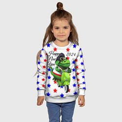 Свитшот детский Крутой дракон на скутере 2024, цвет: 3D-белый — фото 2