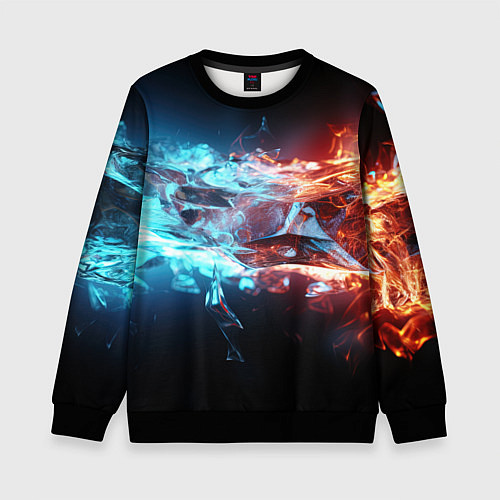 Детский свитшот Лед и пламя абстракция / 3D-Черный – фото 1