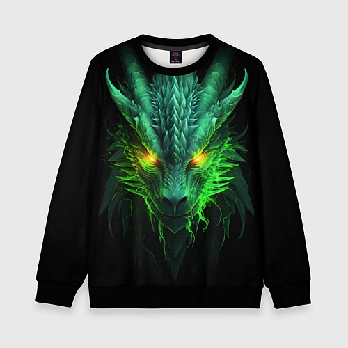 Детский свитшот Светящийся зеленый дракон 2024 / 3D-Черный – фото 1