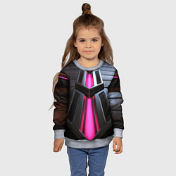 Свитшот детский Розовые неоновые вставки в черной конструкции, цвет: 3D-меланж — фото 2