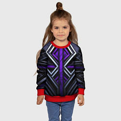 Свитшот детский Фиолетовые вставки на черном фоне, цвет: 3D-красный — фото 2