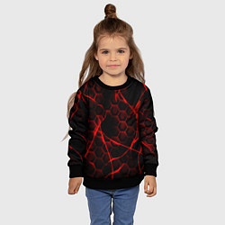 Свитшот детский Красные узоры шестиугольник, цвет: 3D-черный — фото 2