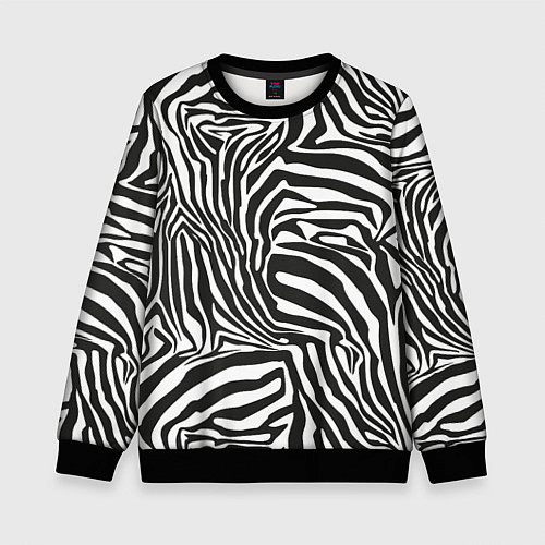 Детский свитшот Шкура зебры черно - белая графика / 3D-Черный – фото 1