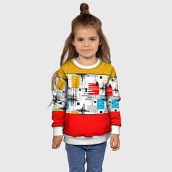 Свитшот детский Узор красного горчичного цвета, цвет: 3D-белый — фото 2