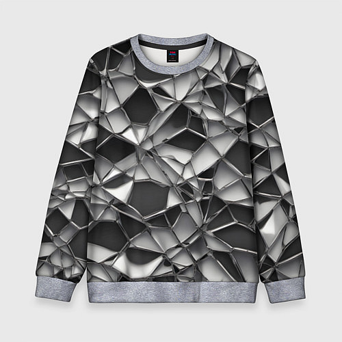 Детский свитшот Чёрно-белая сетка / 3D-Меланж – фото 1