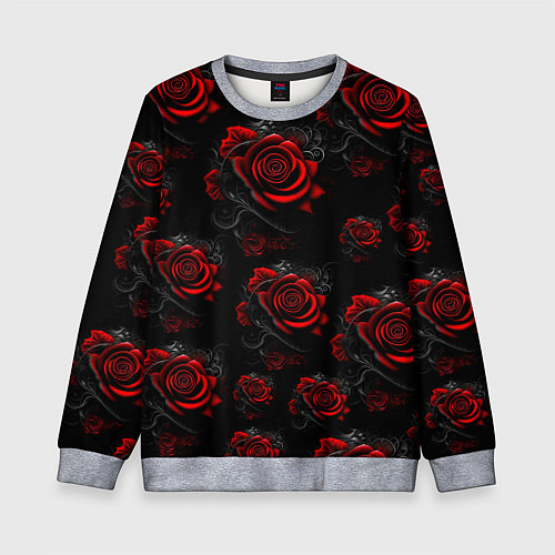 Детский свитшот Красные розы цветы / 3D-Меланж – фото 1