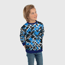 Свитшот детский Синие фигуры и белые линии, цвет: 3D-синий — фото 2