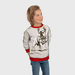 Свитшот детский Французский бульдог в очках и рубашке, цвет: 3D-красный — фото 2