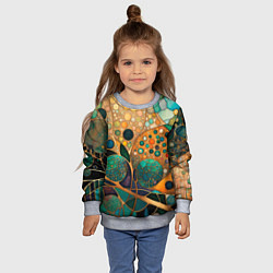 Свитшот детский Вдохновение Климтом - изумрудная абстракция с круг, цвет: 3D-меланж — фото 2