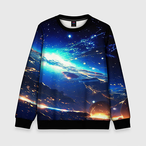 Детский свитшот Млечный путь - глубокий космос / 3D-Черный – фото 1