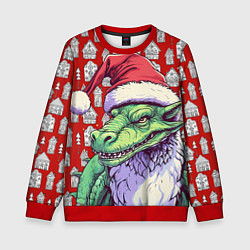 Детский свитшот Большой зеленый новогодний дракон