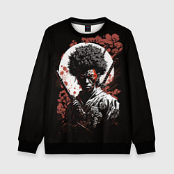 Свитшот детский Черный самурай на фоне луны, цвет: 3D-черный