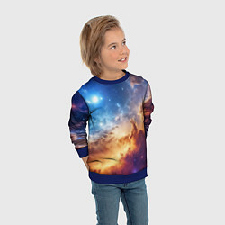 Свитшот детский Оранжевая небула космос, цвет: 3D-синий — фото 2