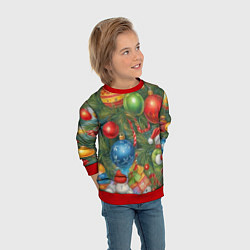 Свитшот детский Новогодний принт на елке, цвет: 3D-красный — фото 2