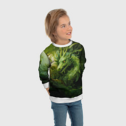 Свитшот детский Зеленый травяной дракон, цвет: 3D-белый — фото 2