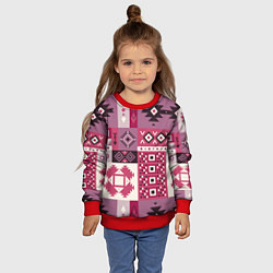 Свитшот детский Этническая геометрия в розовой палитре, цвет: 3D-красный — фото 2