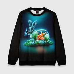 Свитшот детский Прозрачный стеклянный кролик с овощами, цвет: 3D-черный
