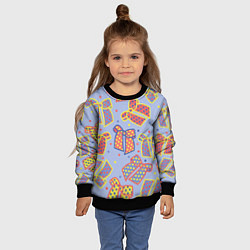 Свитшот детский Узор с яркими разноцветными бантами в горошек, цвет: 3D-черный — фото 2